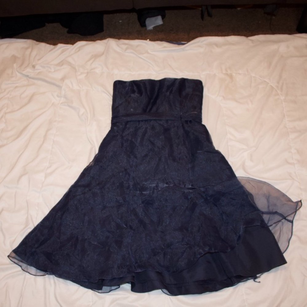 Alfred Angelo Simple Navy Blue Strapless Dress